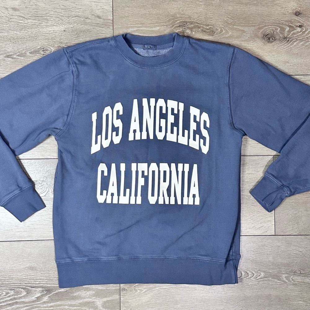 John Galt Brandy Melville Los Angeles Sweatshirt Vintage Blue - Picture 4 of 12